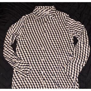Marc O'Polo Women's Black/Tan/White Geometric‎ Print Button Up Blouse, Size 40